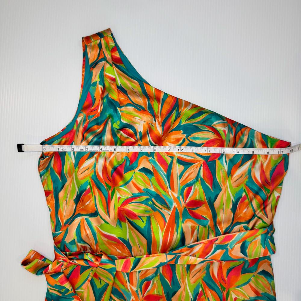 Nicole Miller One Shoulder Tropical Maxi Dress Women's 10 Resort Vacation Cruise - Picture 9 of 16
